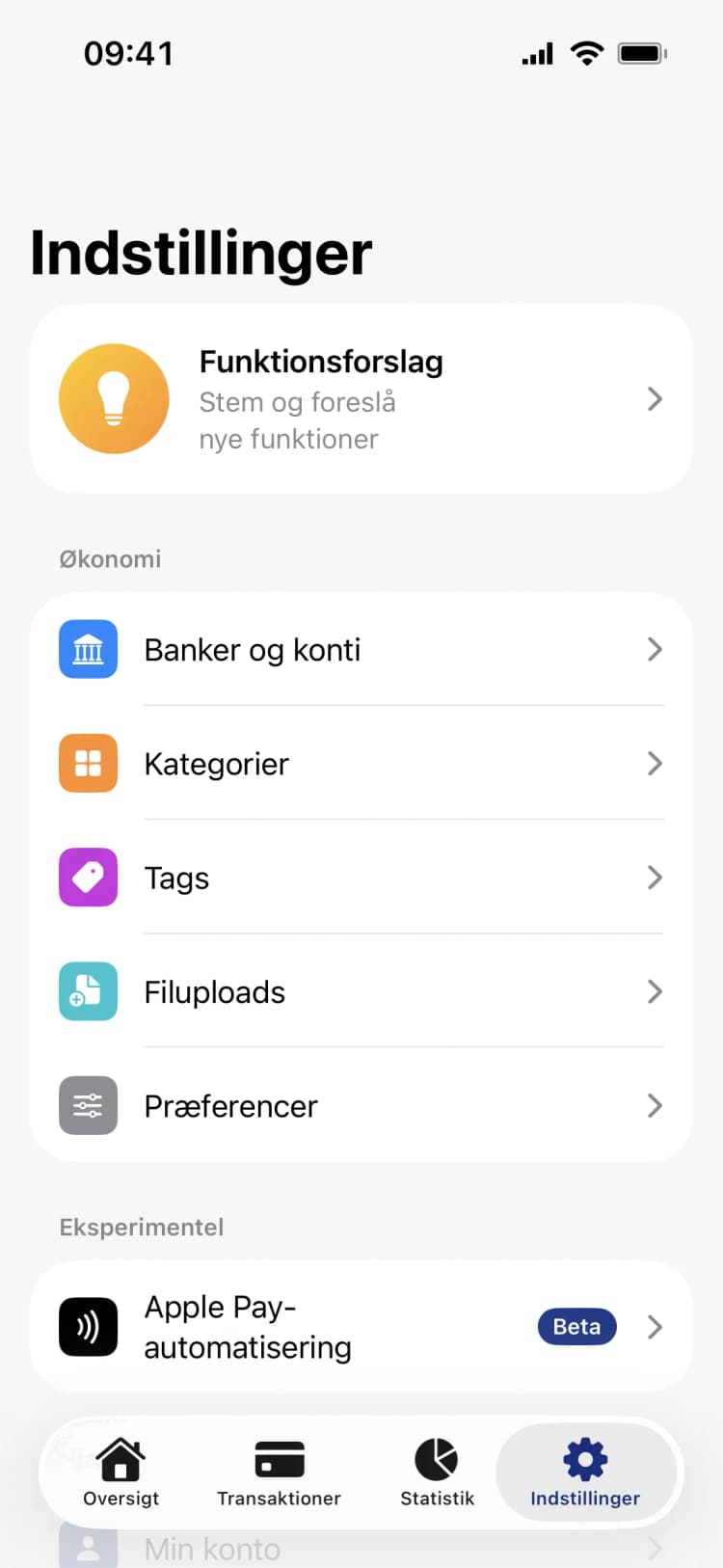 Penge: Tilpas appen, som du vil