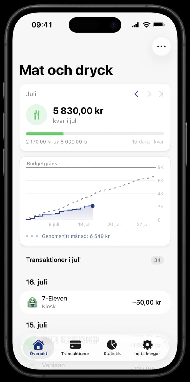 Följ budgeten i detalj