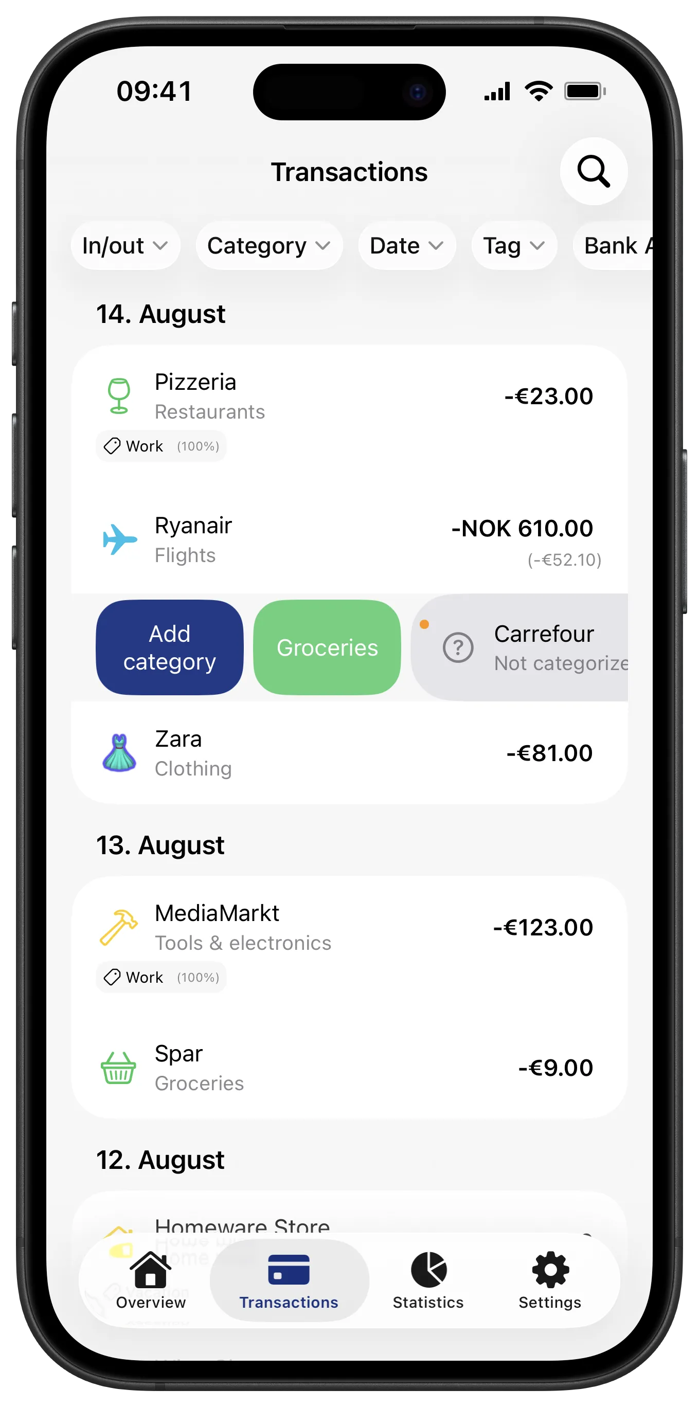 All transactions in one place
