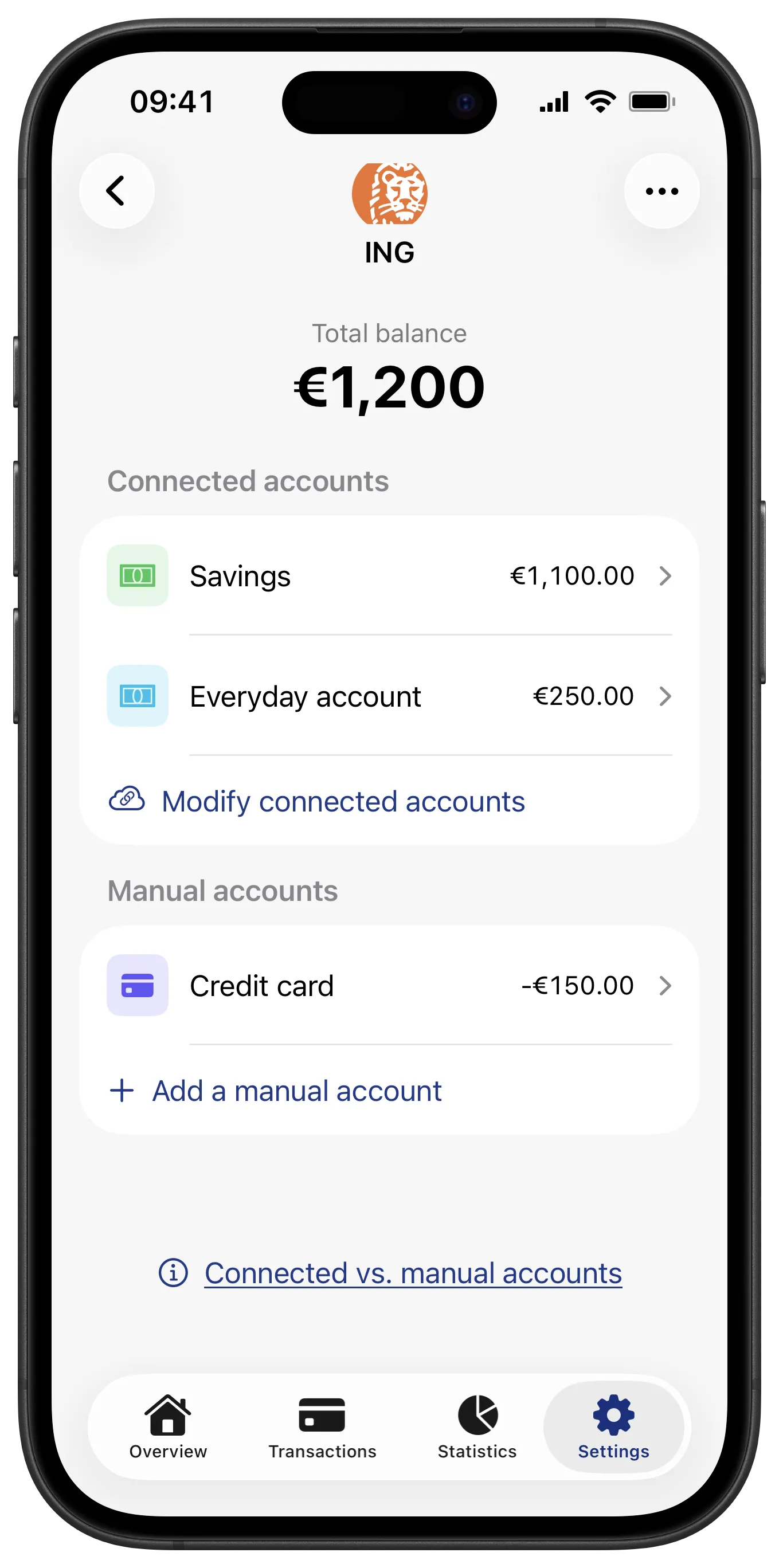 Accounts in one bank, Penge