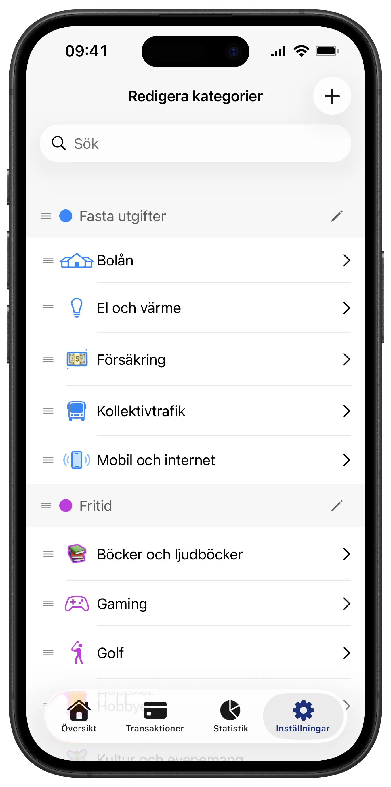 Kategorier och taggar, Penge
